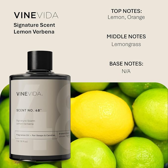 VINEVIDA [16oz] Lemon Verbena Fragrance Oil for Candle Making and Soap Making - Premium Candle Scents for Soy Candles