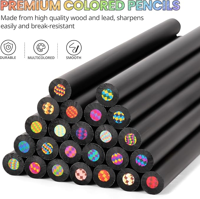 Yangmei Art Supplies, 24 Rainbow Colored Pencils, Teen Girl Gifts