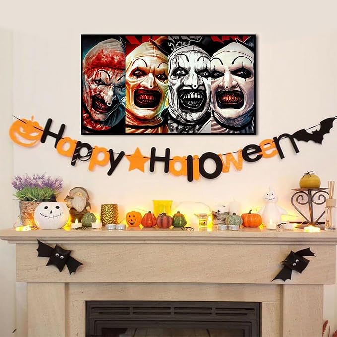 MBNTJHT Halloween Paint by Numbers Kit for Adults Beginners,Horror Clown Paint by Number Kits on Canvas Without Framed,DIY Digital Oil Painting Art Kits for Home Wall Decor 16X24 Inch.