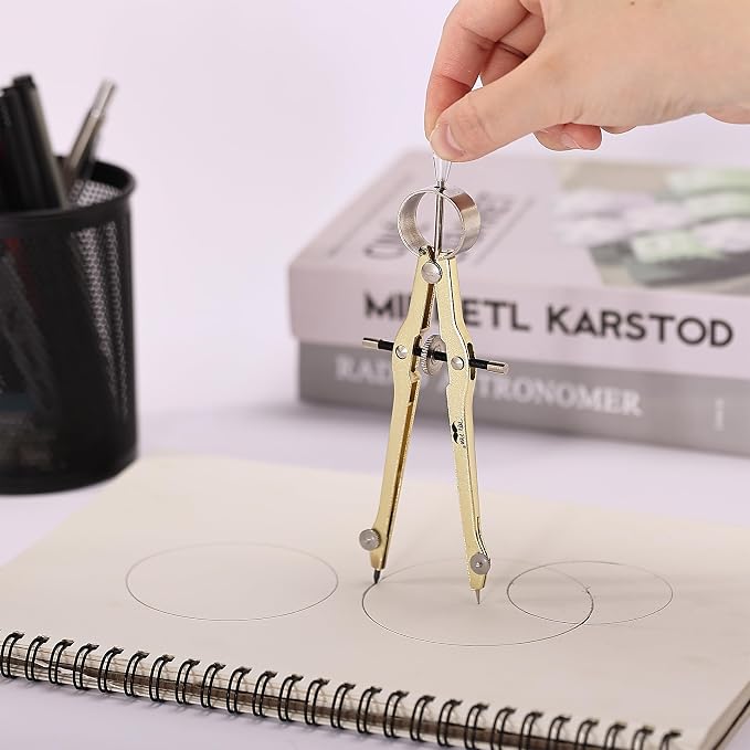 Mr. Pen- Professional Compass for Geometry, Extra Lead | Metal Compass Drawing Tool for Students, Drafting and Engineering, Technical Drawings, Circles and Geometry Projects