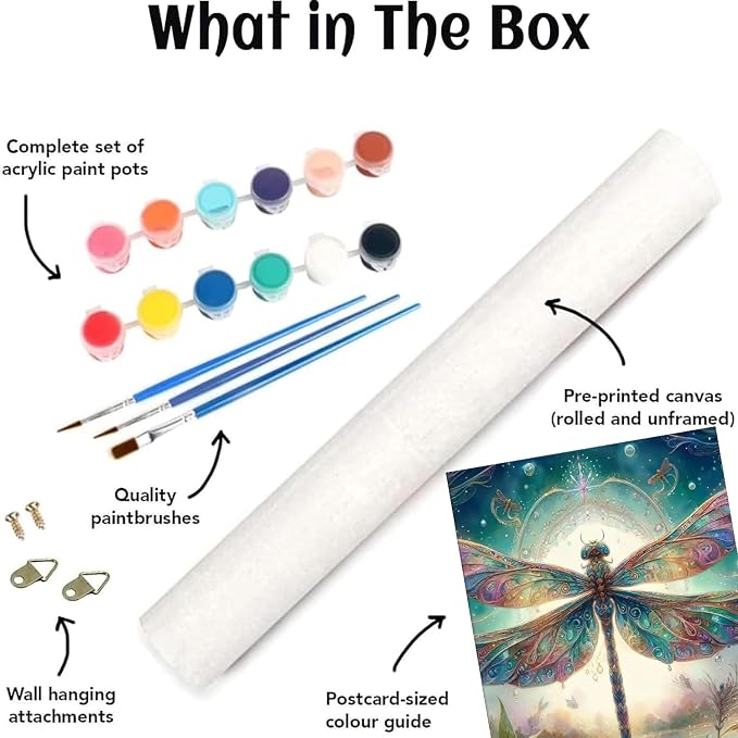 Vintage Dragonfly Paint by Numbers Kit for Adults Beginner (Without Frame)