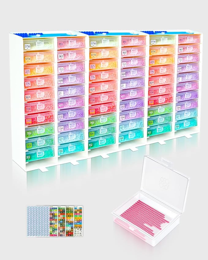 Foreveryoung 3-in-1 Diamond Art Tray Set, Container, Trays & Rack, 60 PCS