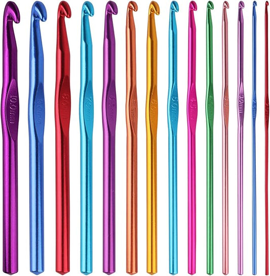 14PCS Aluminum Crochet Hooks Knitting Needles Craft Yarn 2.0mm/2.5mm/3.0mm/3.5mm/4.0mm/4.5mm/5.0mm/5.5mm/6.0mm/6.5mm/7.0mm/8.0mm/9.0mm/10.0mm