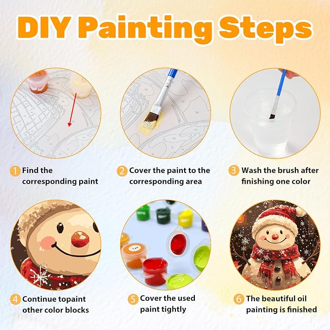 CRZMODE Christmas Paint by Numbers Kit for Adults, Snowman Paint by Numbers for Adults, Acrylic Painting Crafts for Home Decor Gift (16x20inch)
