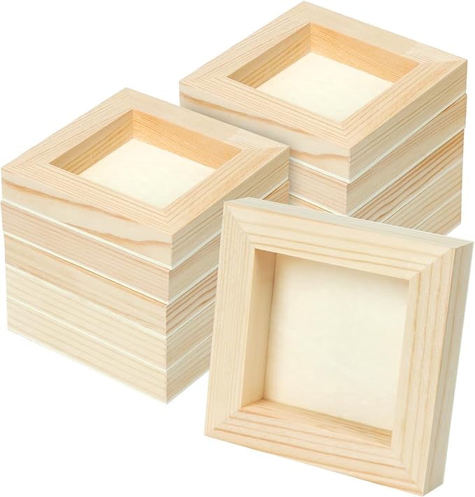 FSWCCK 10 Pack 4 x 4 inch Wood Panel Boards, Unfinished Wood Canvas Panels for Crafts, Painting Canvas, DIY Art Projects, Pouring, Arts Use with Oils, Acrylics