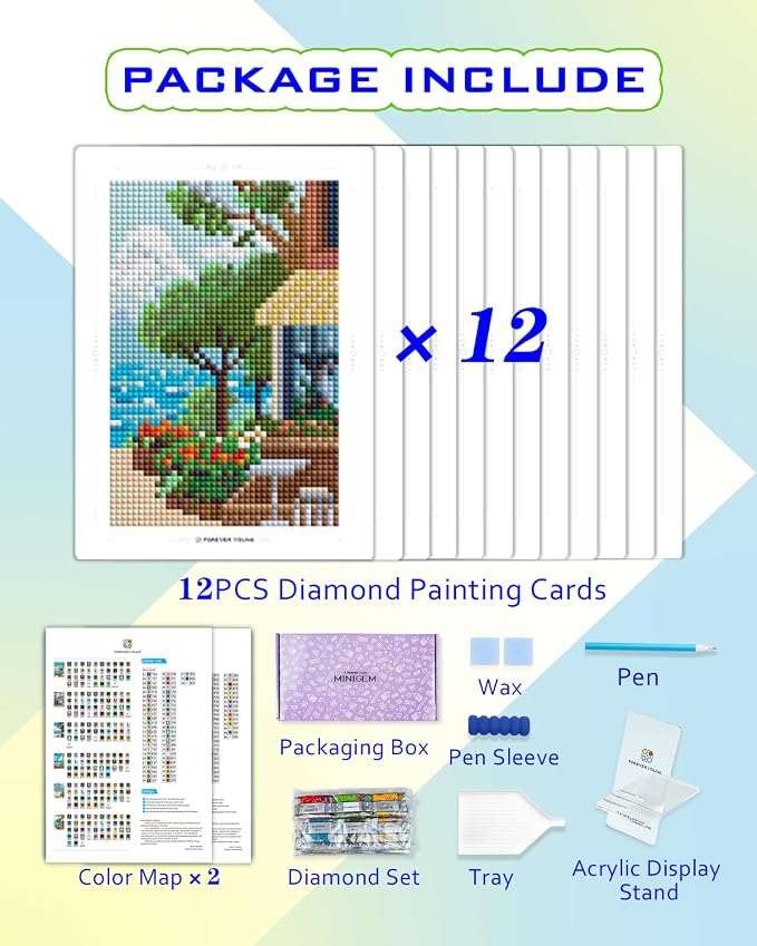 forever young Minigem Sea Echo & Dream Journey Diamond Art Kits, 5x7in Card