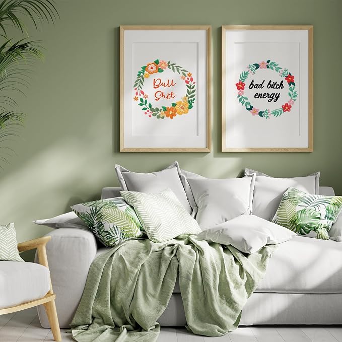 Louise Maelys Funny Flower Wreath Embroidery Kit for Beginners, DIY Craft | Floral Needlepoint Kit with Pre-Printed Fabric, Hoop, Threads, Needles and Guide. Cross Stitch Starter Kit for Adults