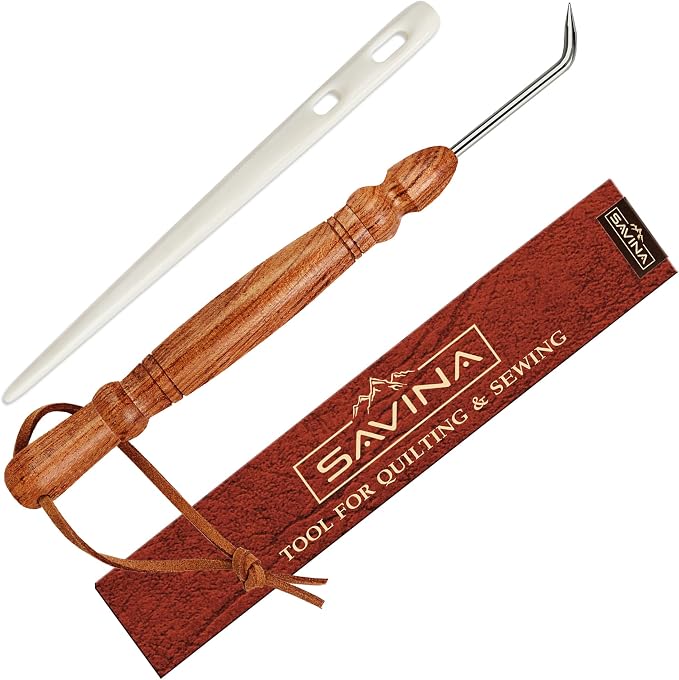 Savina Set 2 Knitting Loom Hook & Bone Nalbinding Needle - Multipurpose Weaving/Knitting/Stitching Needles for DIY & Crochet