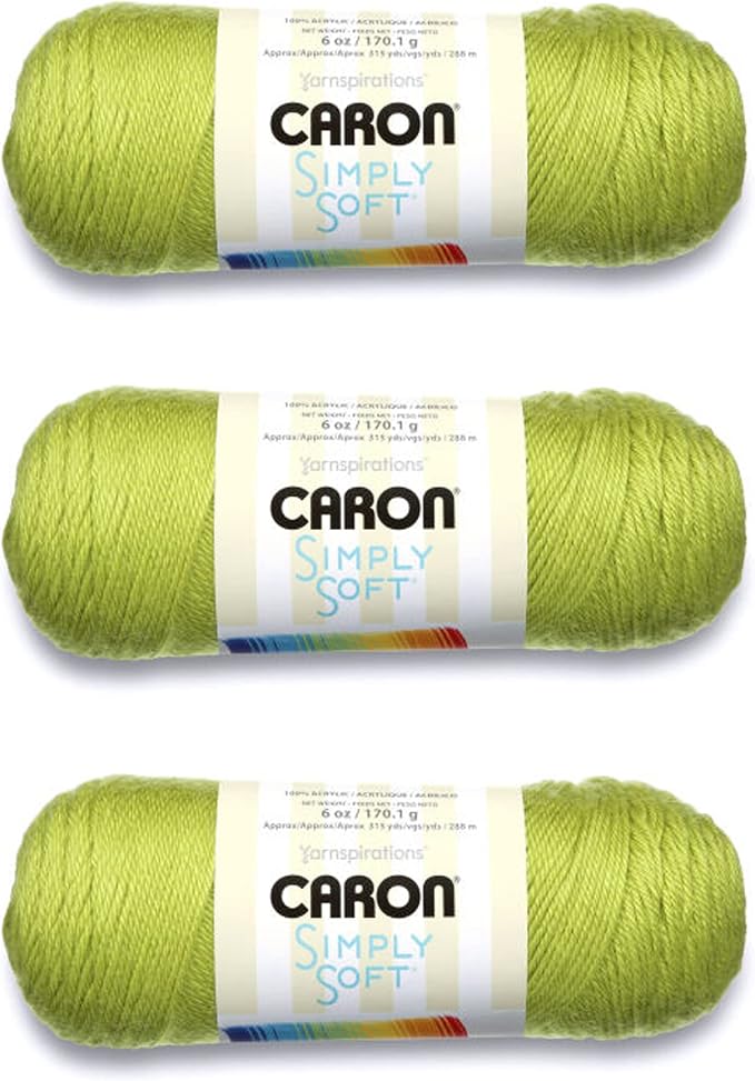 Caron Simply Soft Yarn for Crocheting & Knitting, Chartreuse, 3-Pack | #4 Worsted Medium, Soft 100% Acrylic Yarn for Crochet, Knitting, Blankets and Crafts, 315 Yards, 170.1g/6oz per skein