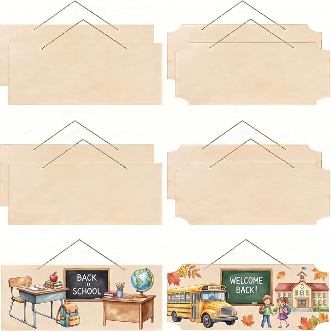 Patelai 20 Pcs Blank Wood Signs Unfinished Plaques with Ropes,2 Styles