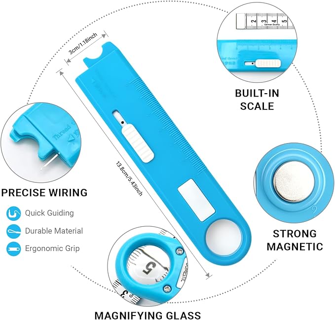 Sewing Machine Automatic Needle Threader with Seam Ripper Ruler Scale