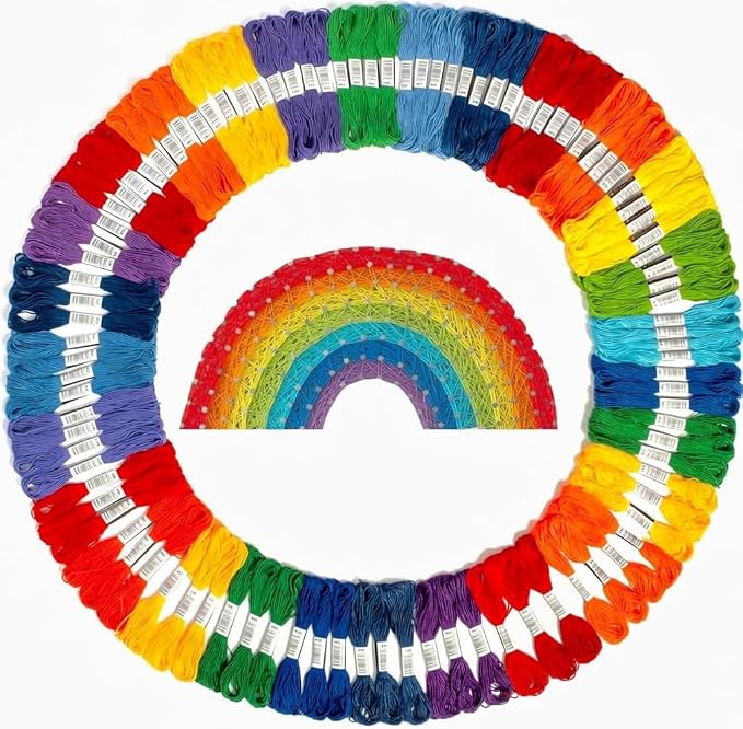 Athena’s Elements Embroidery Floss | Rainbow Thread for Embroidery, Cross Stitch Thread, Crafting Arts Embroidery Strings Bulk (Rainbow, 110pc)