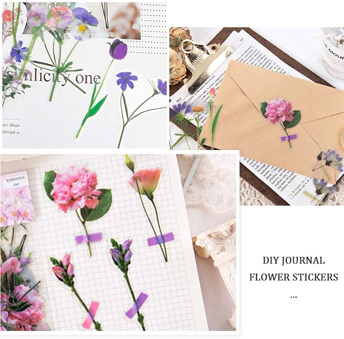 80 Pieces Natural Flower Stickers for Scrapbooking, Self-Adhesive | Durable Material, Floral Designs, Diy Decor For Journals, Cards, Letters, Laptops And Notebooks