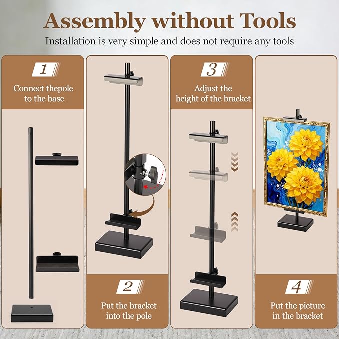 18'' Adjustable Tabletop Easel Stand, Black Easel for Display | Picture Easels for Display, Picture Frame Stand, Adjustable Art Easel,Picture stand for Artwork, Photo,Sign.
