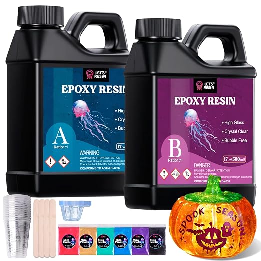 LET'S RESIN 34oz Crystal Clear Epoxy Resin, Casting Resin for Beginners | 2 Part Resin and Hardener for Crafts, Bubble Free & Low Odor, Anti-Yellowing, Casting Molds, Jewelry, Art, Easy to Mix