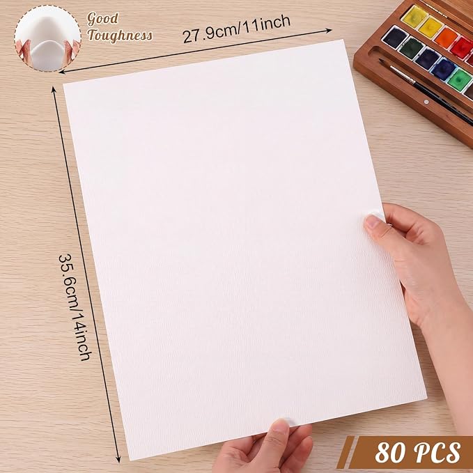 80 Sheets Large Watercolor Paper 11 x 14 Inch, White Water Color Paper
