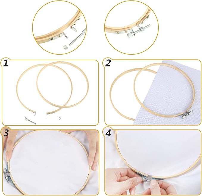 Mudder 53 Pcs Cross Stitch Kit with Embroidery Hoop Bamboo Needles,Blue | Bamboo Hoop Rings Scissors Threading Tool Thimbles Bobbins Seam Ripper for Cross Stitch Embroidery Starter Projects