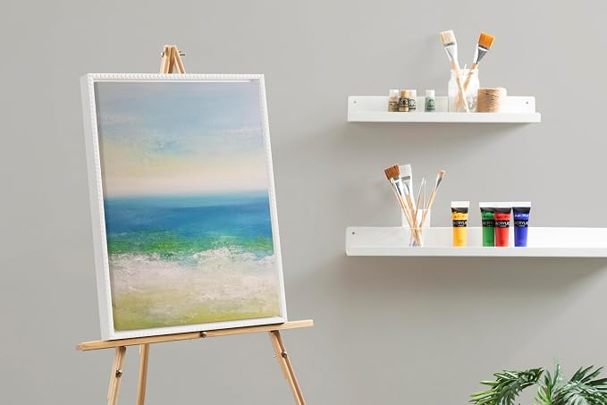 Kate and Laurel Sylvie Blank Framed Canvas Wall Art; 18x24 White Beaded; Vintage Modern Empty Canvas for Paint-Your-Own Art; Ready to Paint Premium Canvas Already Framed