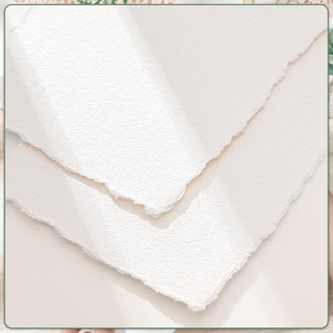 50 Sheets Deckle Edge Watercolor Paper 9x12 in, 160 GSM Handmade