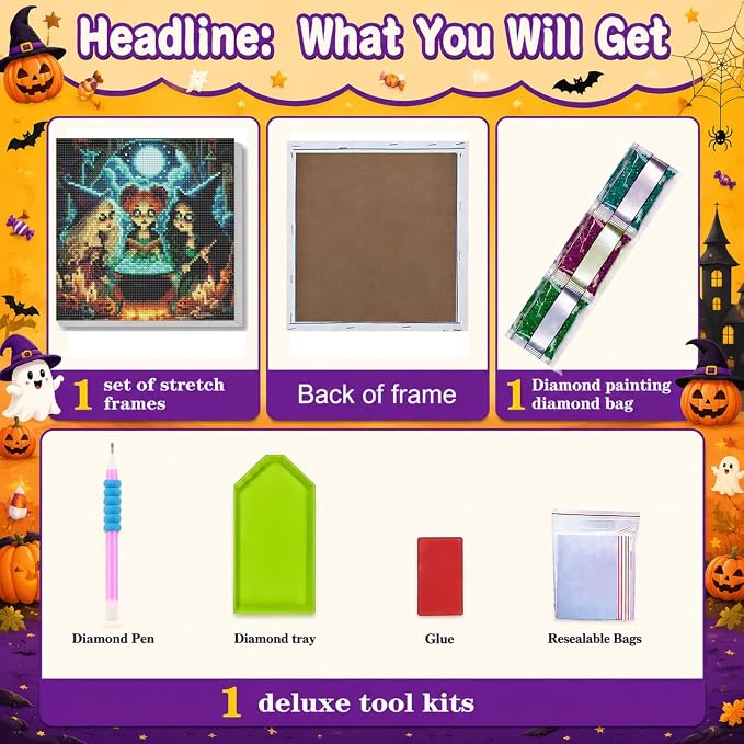 Witch's Poison Diamond Art Kits for Adults with Frame,5D Diamond Painting