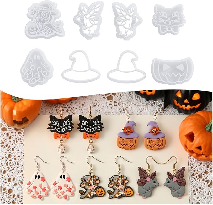 8pcs Halloween Clay Cutters for Polymer Clay Earrings