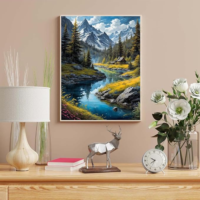 HITO Landscape Paint by Numbers Kit for Adults 16x20 Inch Frameless | Landscape Paint by Numbers for Adults Beginner, Mountains Paint by Numbers for Gift Home Wall Decor