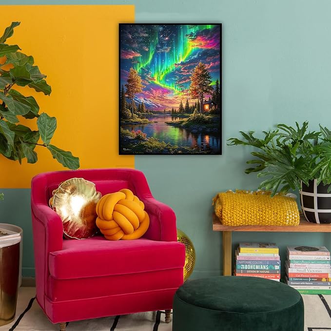HITO Landscape Paint by Numbers Kit for Adults, Adult Paint by Number Kits | Aurora Paint by Numbers for Adults Beginner, Paint by Numbers for Gift Home Wall Decor 16x20 inch Frameless