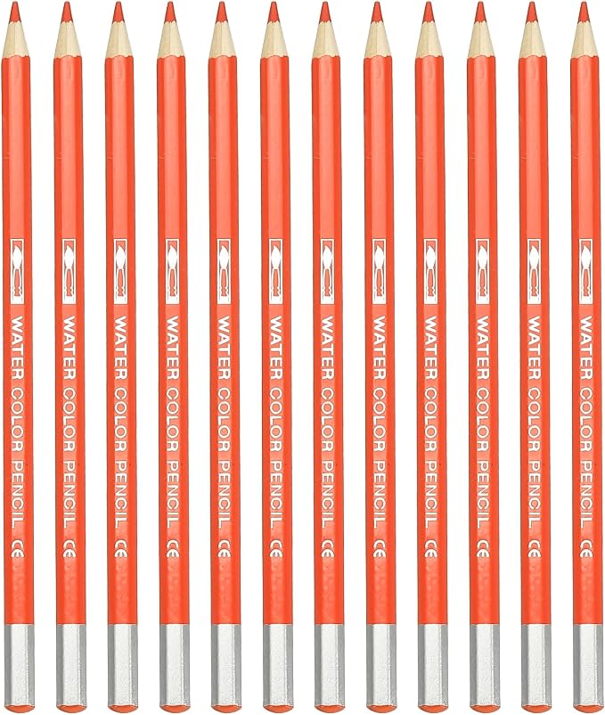 PATIKIL Watercolor Pencil, 12Pcs Water Soluble Pencils for Blending, Coloring, Sketch Drawing, Painting, Orange Red