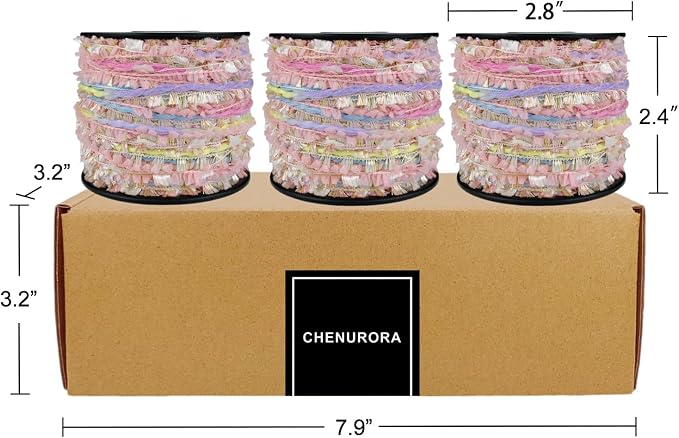 Artisanal Yarn Collection Multifiber Fancy Yarn with Golden Glitter Threads for Knitting Crocheting Crafts DIY, Set of 3 Rolls (Candy Pink)