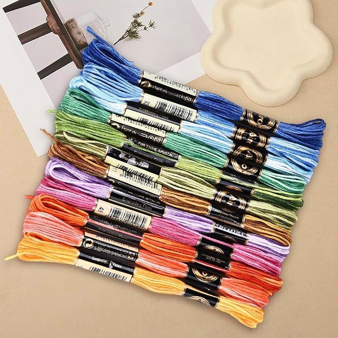 12 Skeins 6 Strands Rainbow Embroidery Thread Floss for Craft DIY
