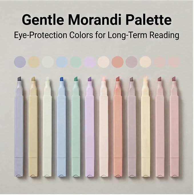 konket 12Pcs Aesthetic Cute Highlighters Bible Pastel Highlighters and Pens no bleed Assorted Colors Double-ended design for Office journaling supplies