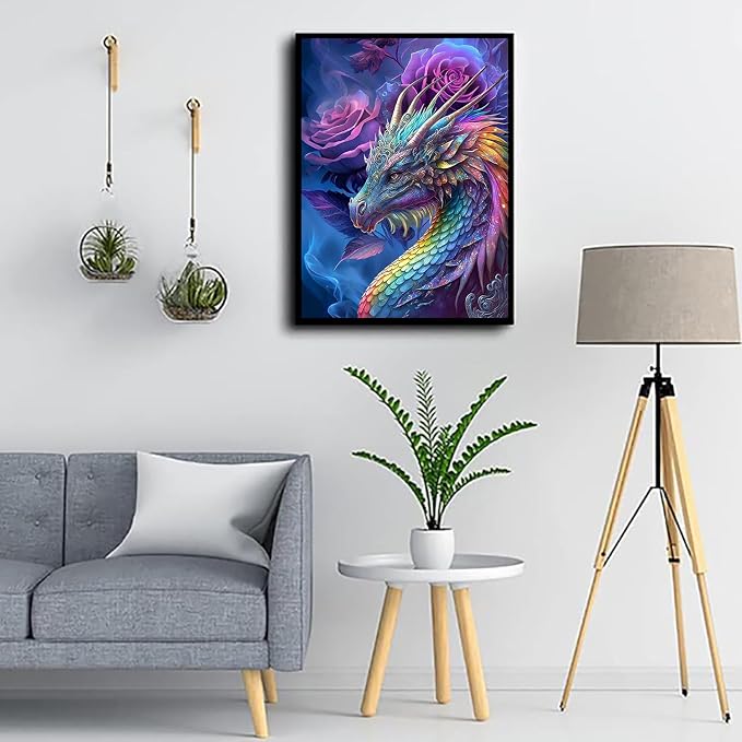 Diamond Art Kits for Adults Dragon Rose Diamond Painting Kit 12x16in