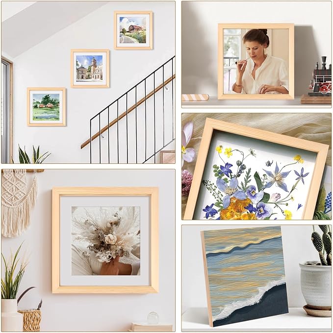 FSWCCK 5 Pack 10 x 10 inch Wood Panel Boards, Unfinished Wood Canvas Panels for Crafts, Painting Canvas, DIY Art Projects, Pouring, Arts Use with Oils, Acrylics