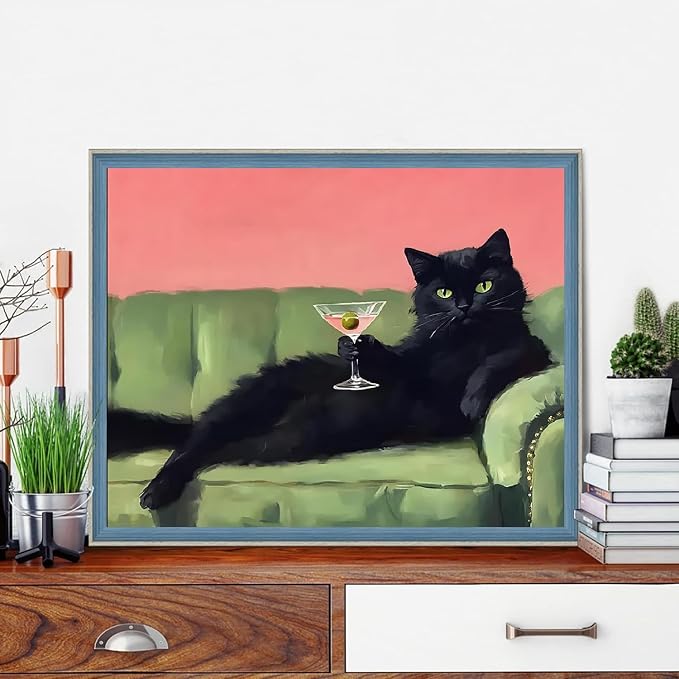Cat Paint by Numbers Kit for Adults,Retro Paint by Number With Frame | Paint by Number for Beginner,Adult Paint by Number,HD Color Canvas,DIY Tool Kits,Stress Relief Craft,Great Gift,10X12 inch