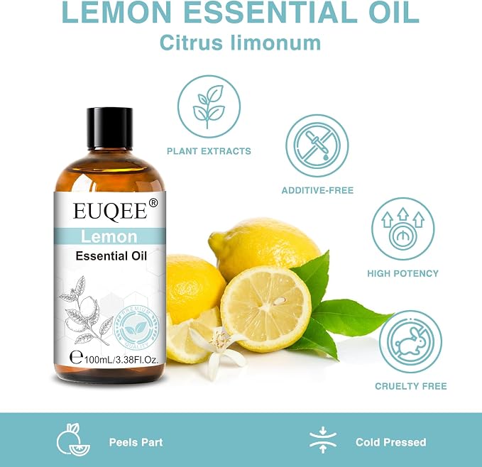 EUQEE 100ml Lemon Essential Oil for Spray 3.38 Fl Oz