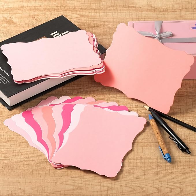 50 Pack Blank Kraft Greeting Cards, Pink, 5 Colors, 5x7IN