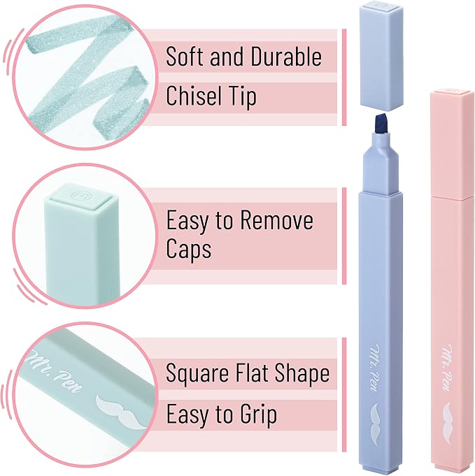Mr. Pen- Aesthetic Highlighters No Bleed, 8 Pack, Morandi Colors | Chisel Tip, Cute Highlighters Assorted Colors for Journaling, Highlighting, Underlining, Fast Dry, Back to School Supplies