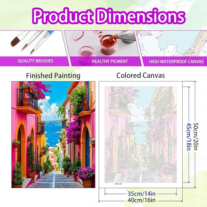 Yunruily Adult Paint by Numbers Landscape-Paint by Numbers Kits for Adults,Canvas Paint by Numbers for Adults for Gifts Home Wall Decor(16x20inch)