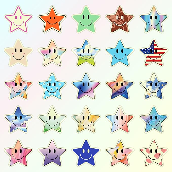 50PCS Glow in The Dark Stickers, Smile Star Stickers