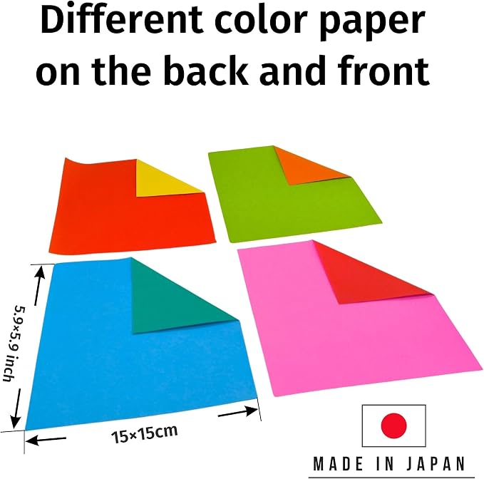 Origami Paper Double Sided Colored, 6 x 6 Inch Square, 36 Sheets