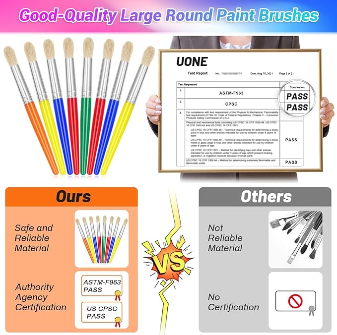 30Pcs Paint Brushes, Anezus Round Paint Brushes for Kids Classroom Toddlers Paint Brush Set for Touch Up Preschool Daycare Washable Acrylic Paint Pumpkin Painting