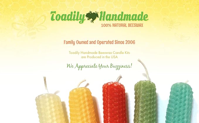 Beeswax Candle Making Kit with 10 Full Size (16" x 8") Honeycomb Beeswax Sheets in Assorted Colors and 18 Feet of Cotton Wick - Candle Making Supplies for DIY Craft Kit Made in USA