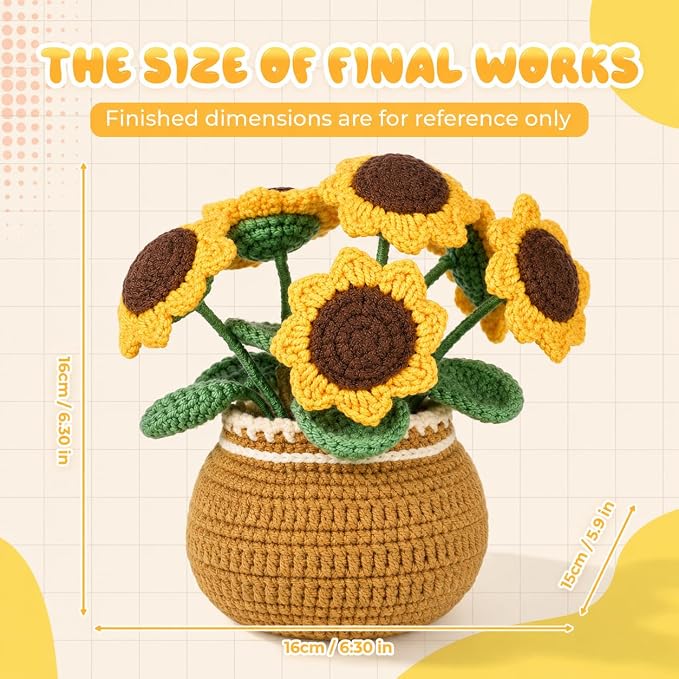 Crochet Kit for Beginners, Crochet Plant Kit,Knitting Kit(Sunflower)