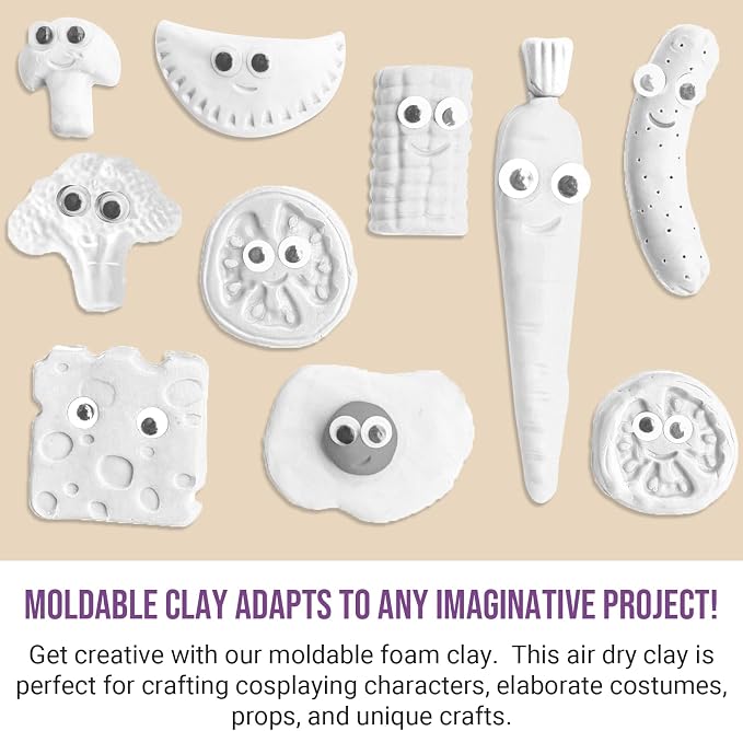 CALPALMY Air Dry Clay (8.5oz), Bulk 24-Pack White Moldable Foam Clay, Airdry Soft Clay for Kids Gifts Partty and School Project Supplies, Perfect for Crafts Cosplay Sculpting and Artistic Projects