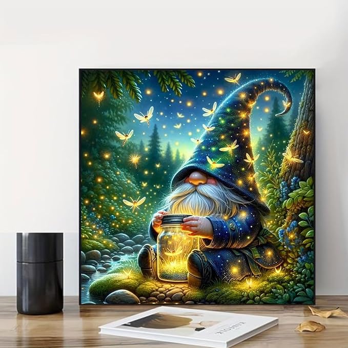 Gnome Paint by Numbers Kit for Adults, Adult Paint by Number Kits 16x16 in | Paint by Numbers Kit for Adults, Acrylic Painting by Numbers, DIY Arts and Crafts for Gifts or Home Decor