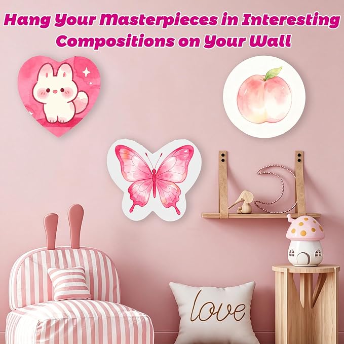 3Pack Stretched Blank Canvas for Painting with Circle, Heart, Butterfly
