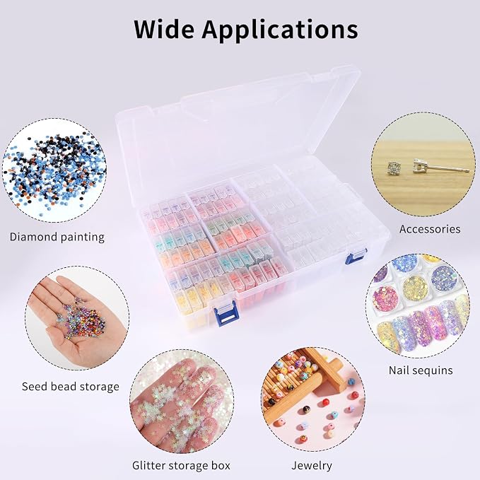 SGHUO Diamond Painting Storage Container 120 Slots Bead Organizer Box Tools