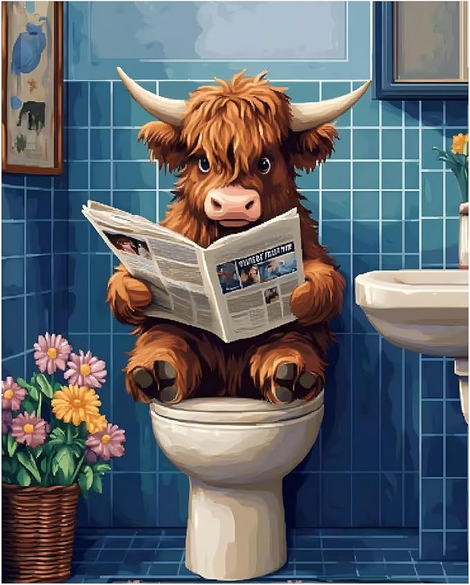 Reivworl Cow Paint by Numbers Kit for Adults Beginner 16×20 inch