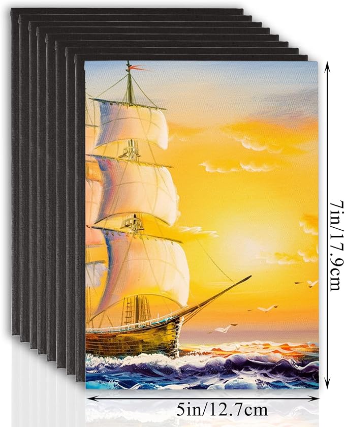 24PCS Black Canvas for Painting 5x7 Inch Canvases Panels Cotton Canvas Boards Stretched Canvases for Painting, Drawing & Art Supplies