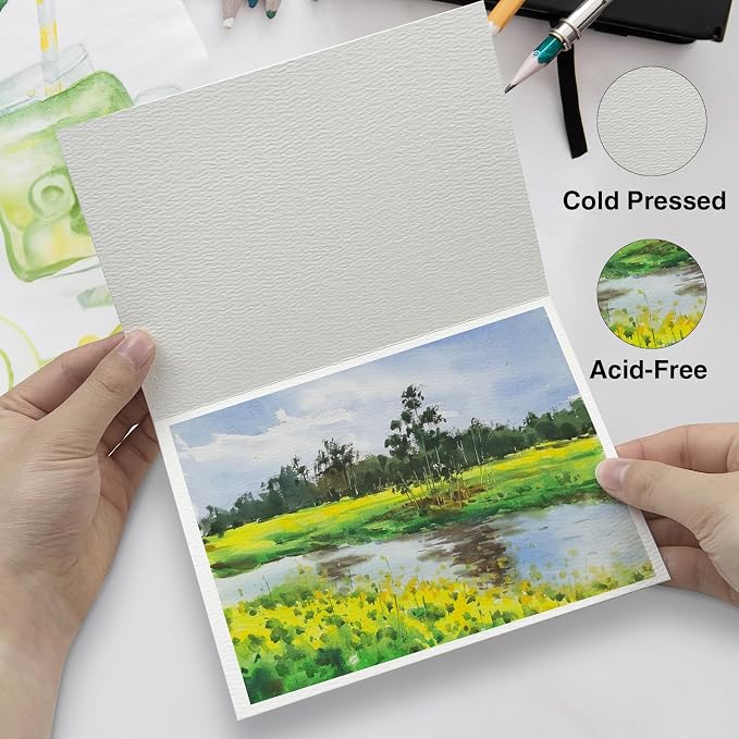 30 Pack Foldable Blank Watercolor Cards with Envelopes 5"x7"